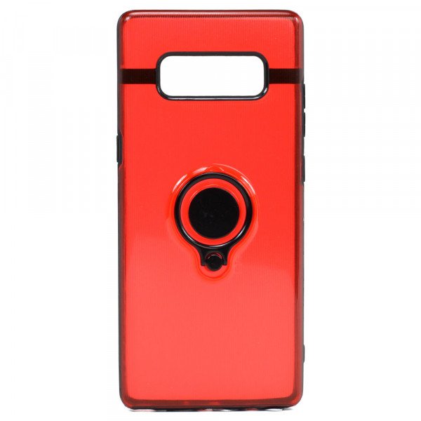 Wholesale Galaxy Note 8 360 Neon Rotating Ring Stand Hybrid Case with Metal Plate (Red)